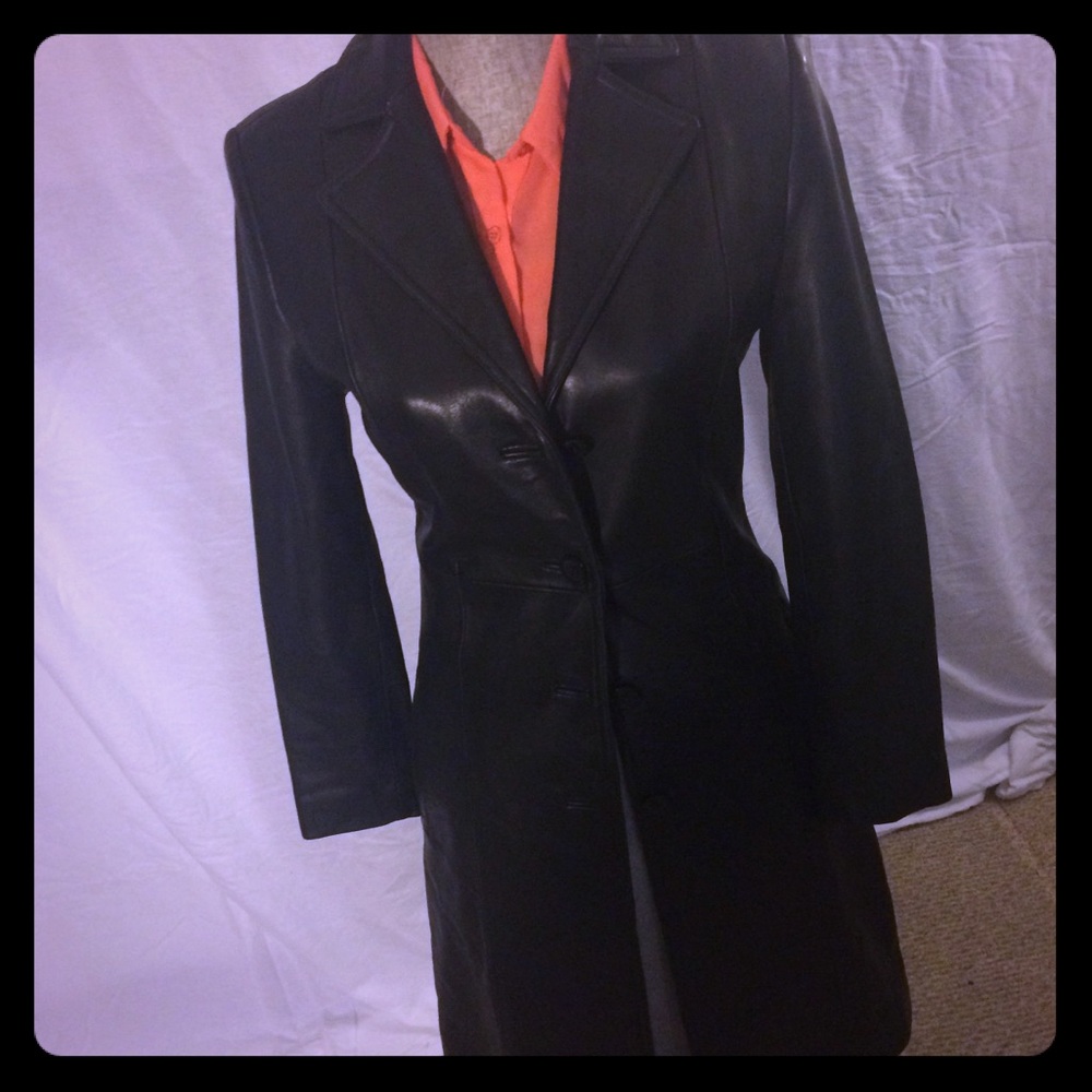 Jones of New York Leather mid length coat